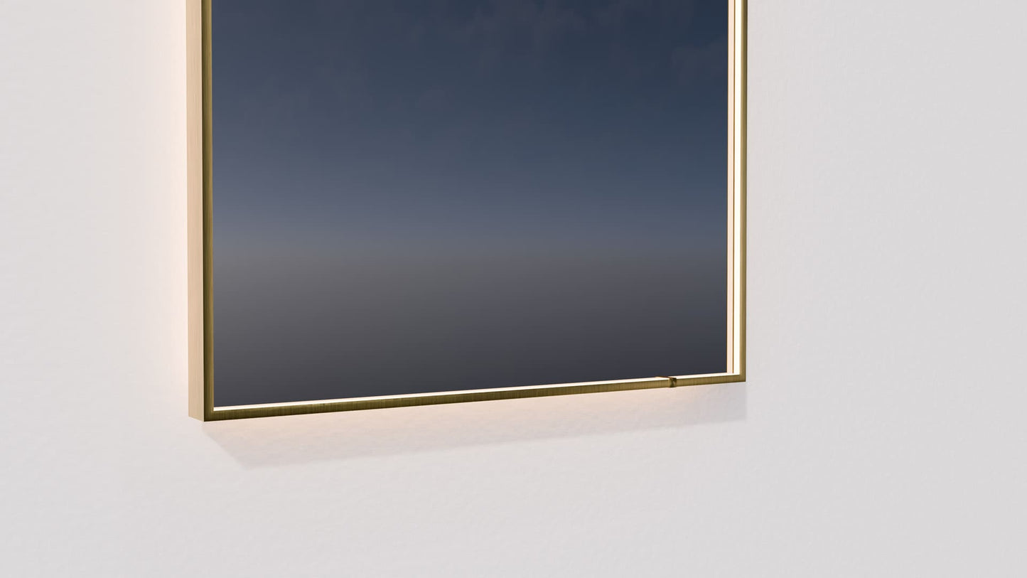 Oxygen Lighting AVIOR 3-0106-55 Arched Lighted Mirror 32 Inch x 40 Inch- Brushed Brass Frame