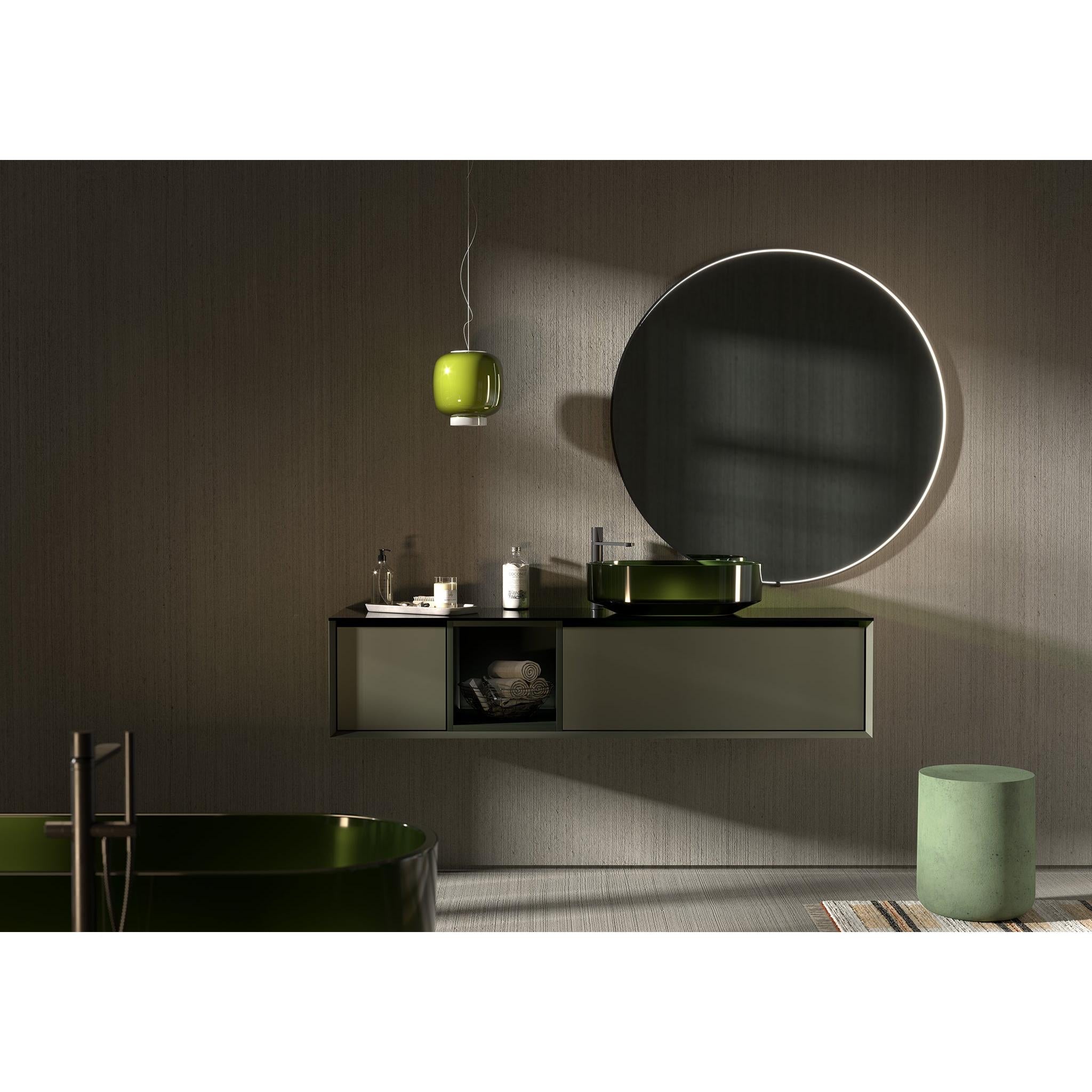 Oxygen AVIOR 3-0203-15 Round Lighted LED Mirror 48 Inch - Black