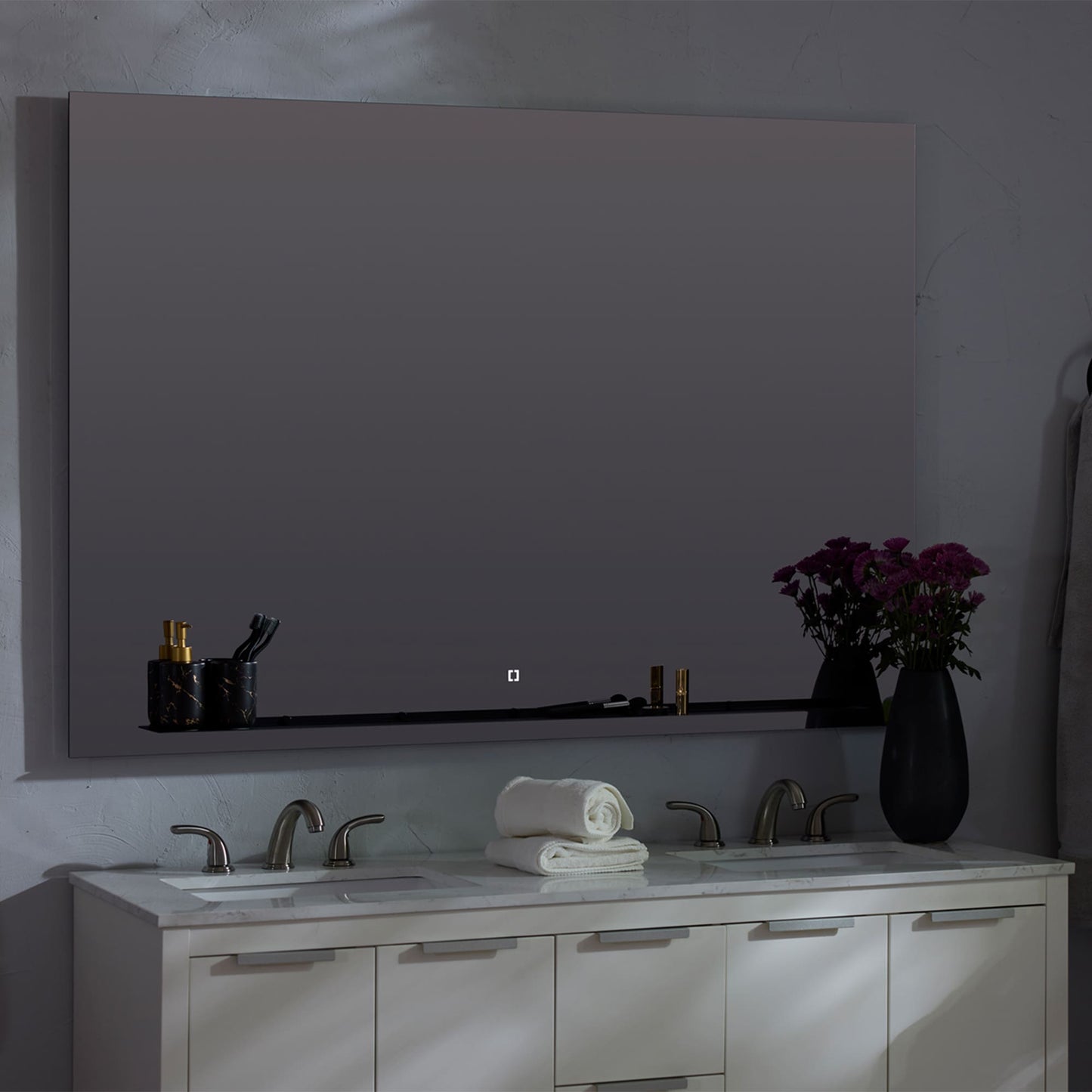 Oxygen Skylight 3-0302-15 Square Lighted LED Mirror with Shelf 36 Inch x 36 Inch