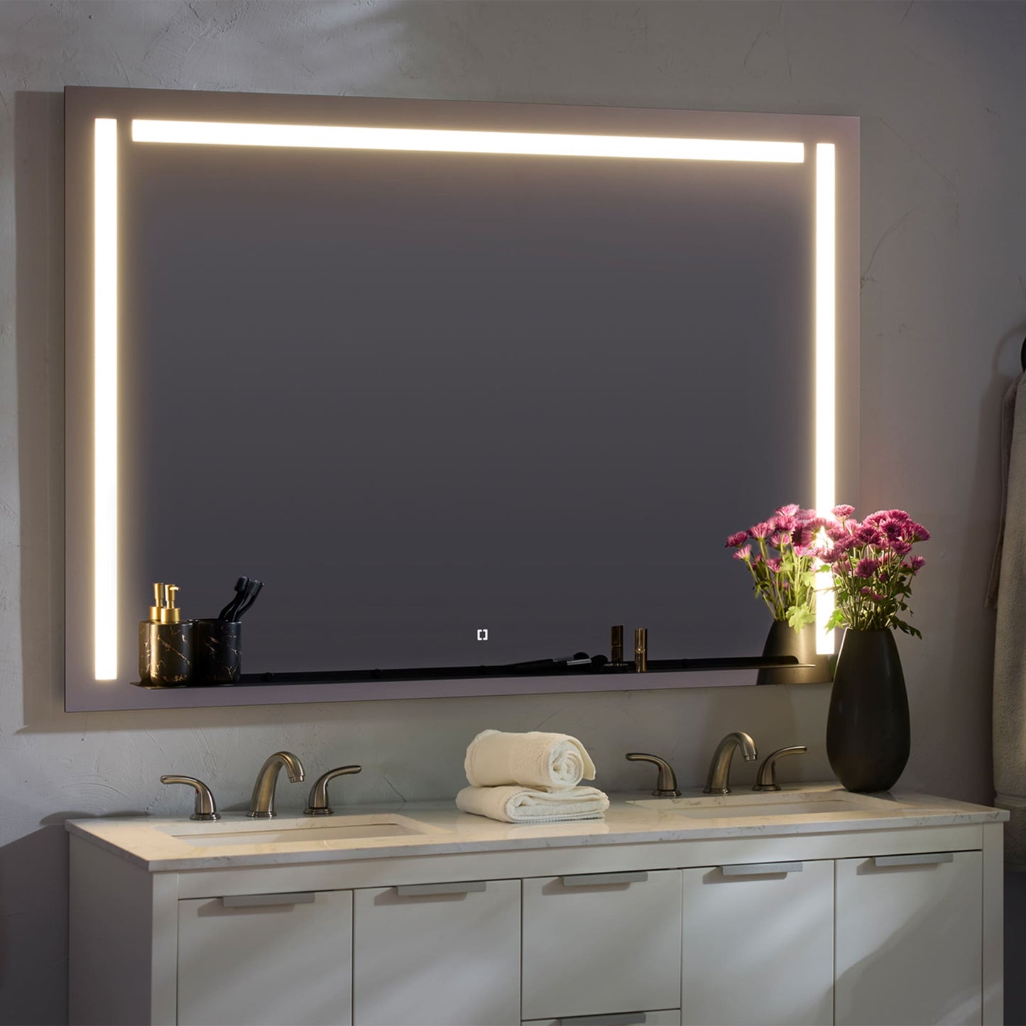 Oxygen Skylight 3-0302-15 Square Lighted LED Mirror with Shelf 36 Inch x 36 Inch