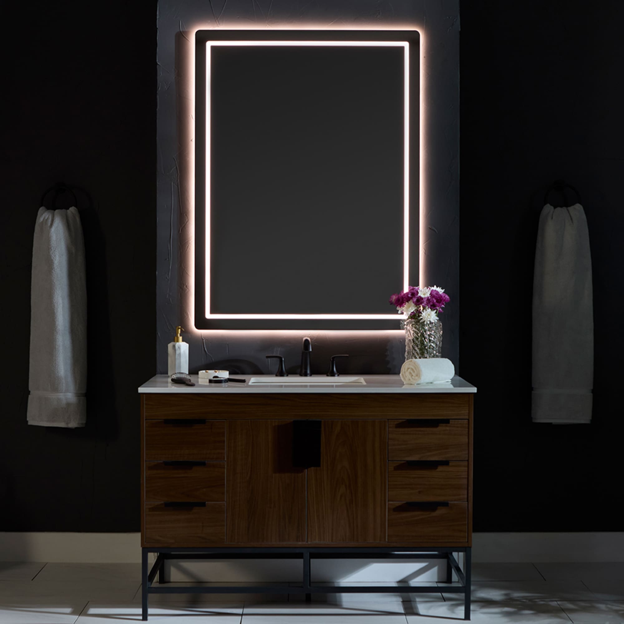 Oxygen Compact 3-0401-15 LED Lighted LED Mirror 36 Inch x 24 Inch - Black (Open Box)