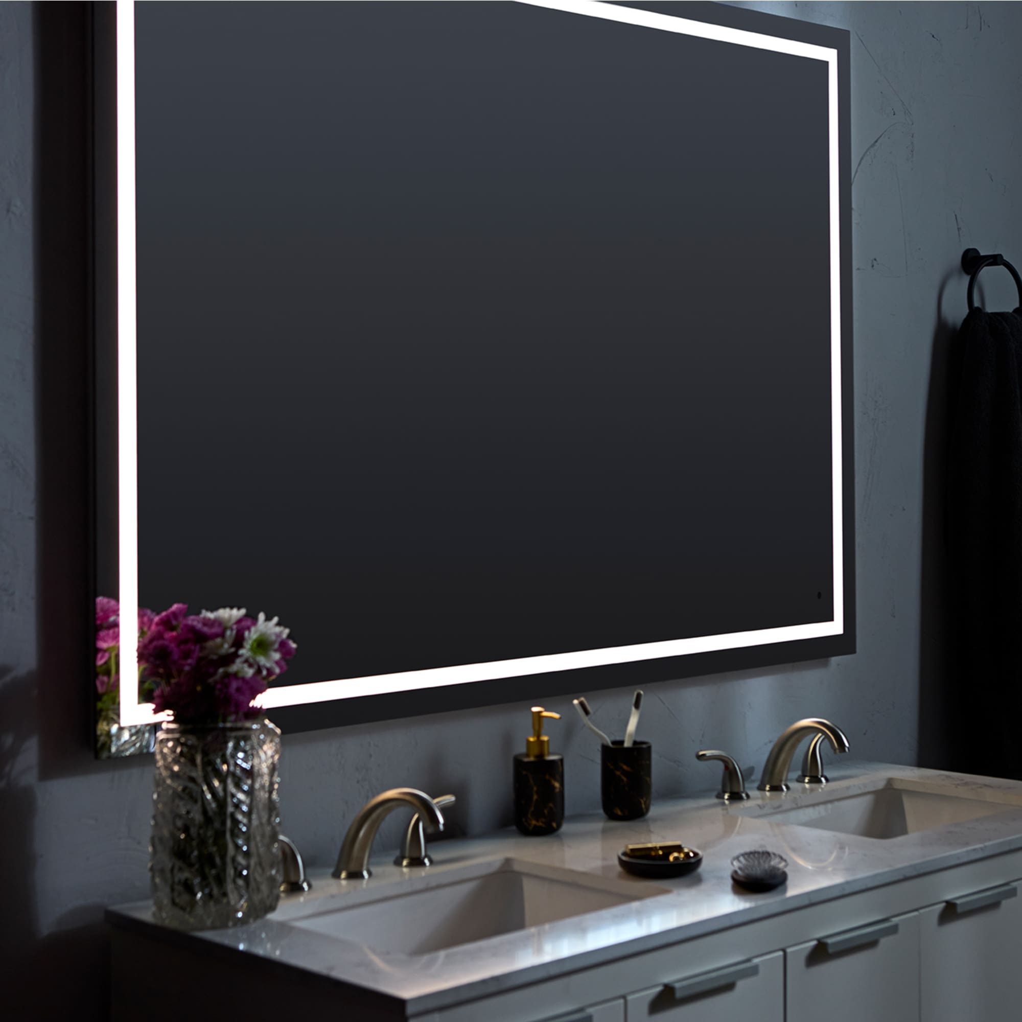 Oxygen TRACK 3-0505-15 Lighted LED Mirror 48 Inch x 36 Inch - Black