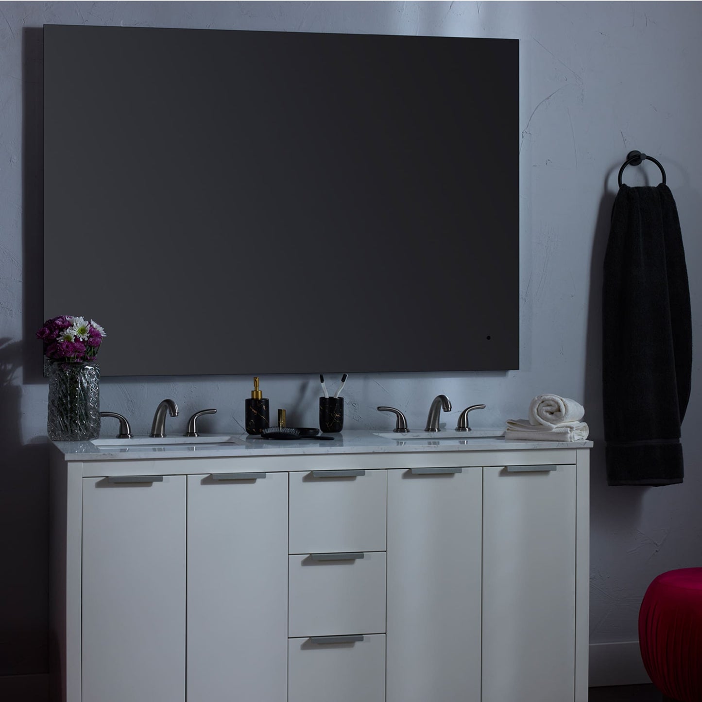 Oxygen Track 3-0506-15 Lighted LED Mirror 48 Inch x 48 Inch Square - Black