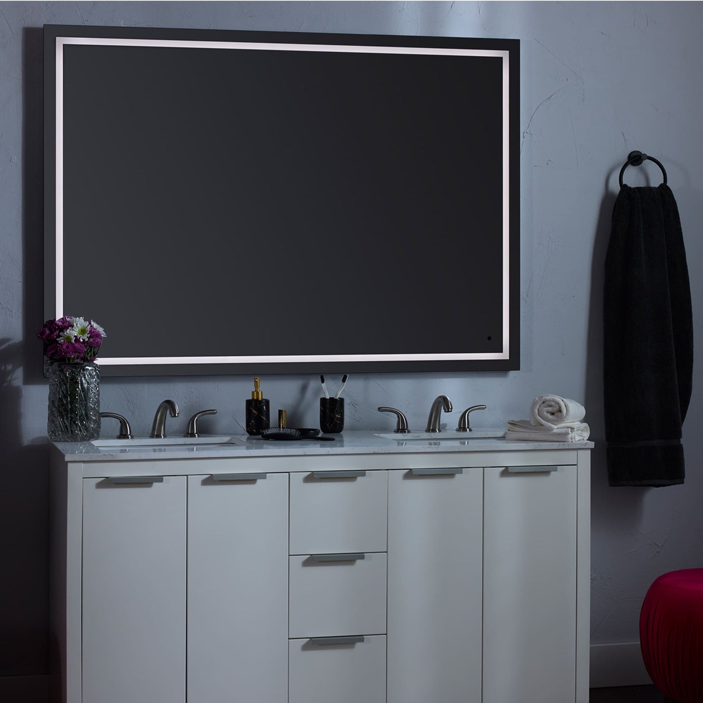 Oxygen Track 3-0502-15 Lighted LED Mirror 24 Inch x 36 Inch - Black