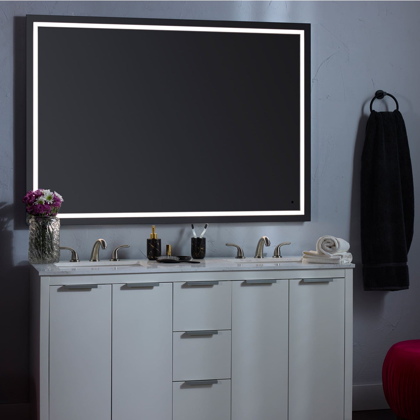 Oxygen Track 3-0507-15 Lighted LED Mirror 60 Inch x 42 Inch - Black