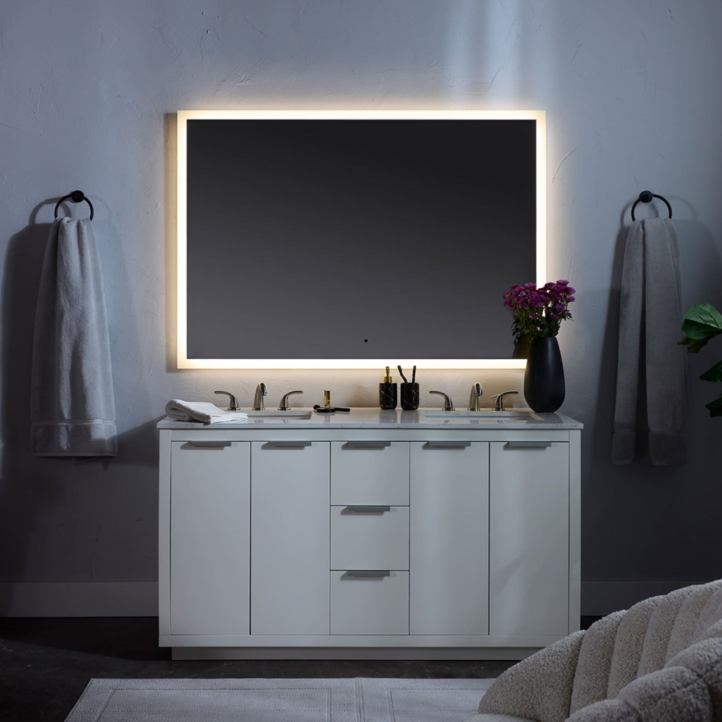 Oxygen Starlight 3-0601-15 Lighted LED Mirror 36 Inch x 24 Inch - Black