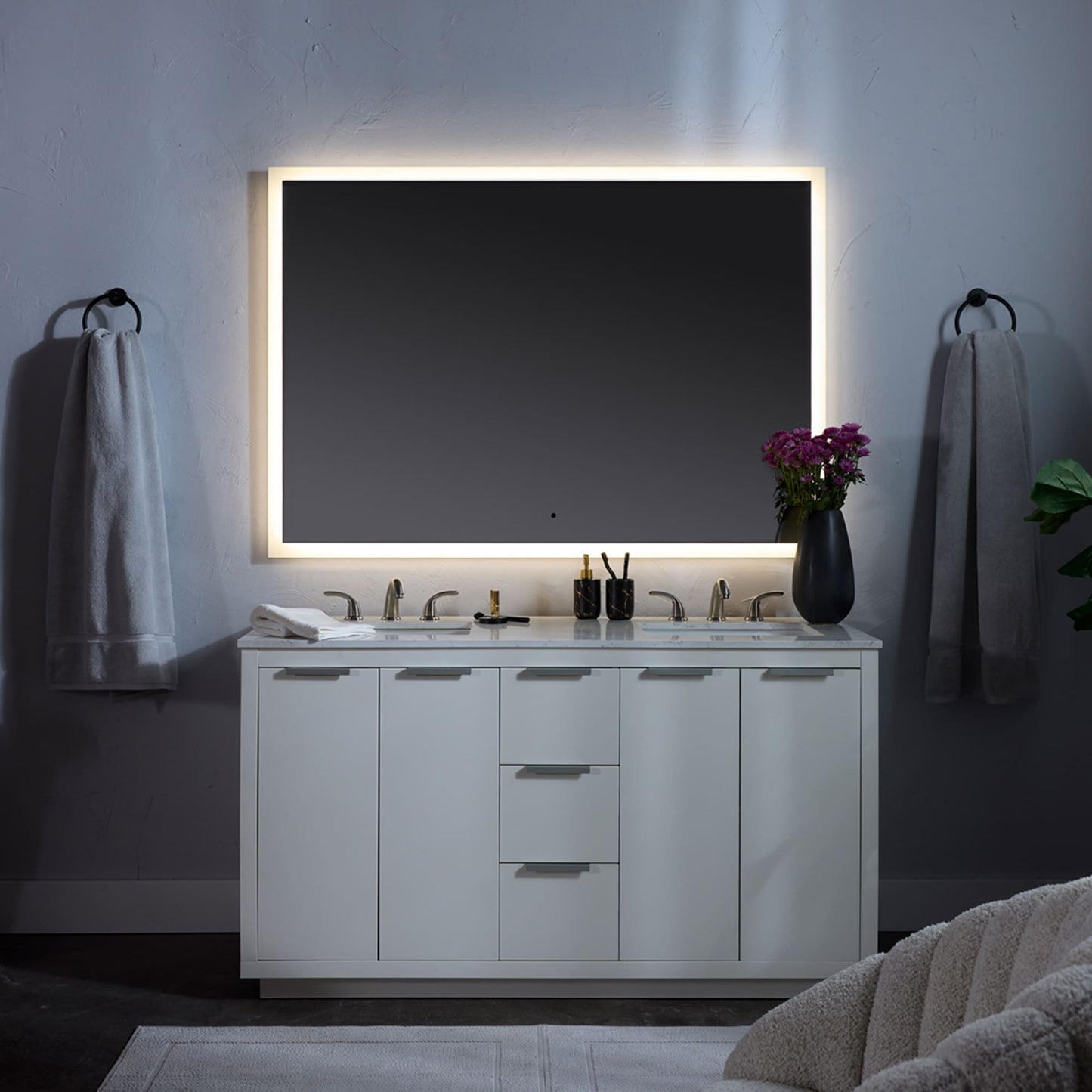 Oxygen Starlight 3-0601-15 Lighted LED Mirror 36 Inch x 24 Inch - Black