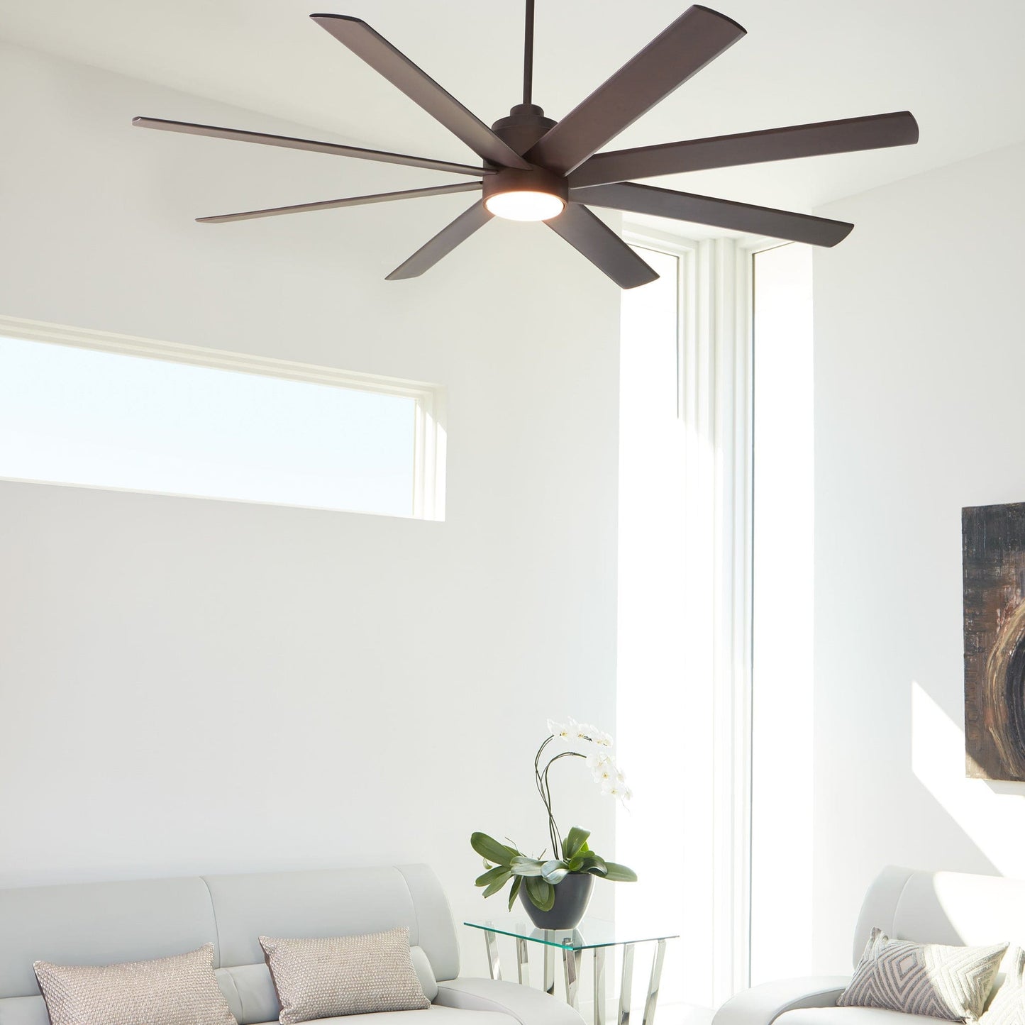 Oxygen COSMO 3-100-22 Large 70 Inch Ceiling Fan 6 Speed Reversible, Damp Rated - Oiled Bronze