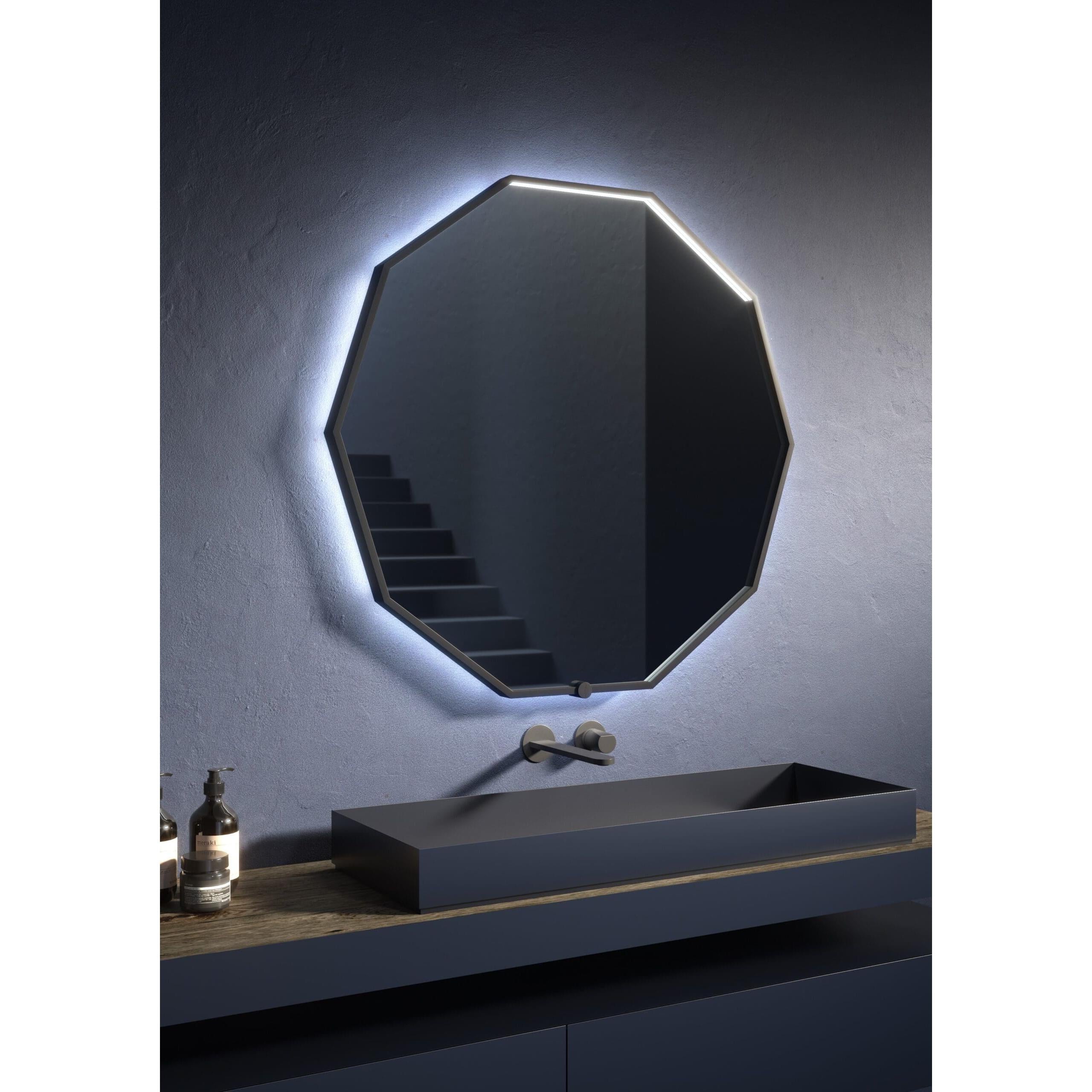 Oxygen Deca 3-1003-15 Lighted LED Mirror 36 Inch Modern - Black Frame