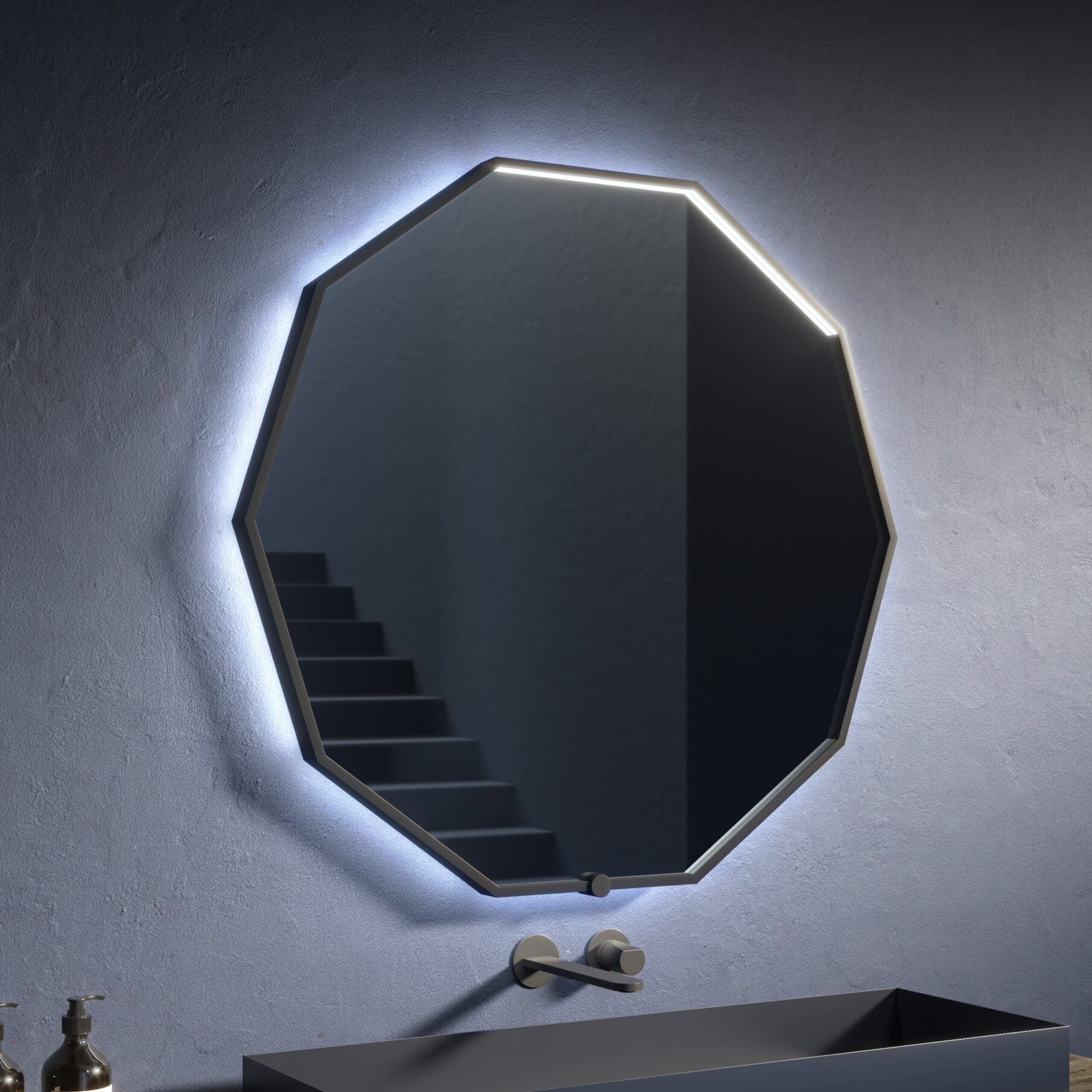 Oxygen Deca 3-1002-15 Lighted LED Mirror 30 Inch Modern - Black Frame