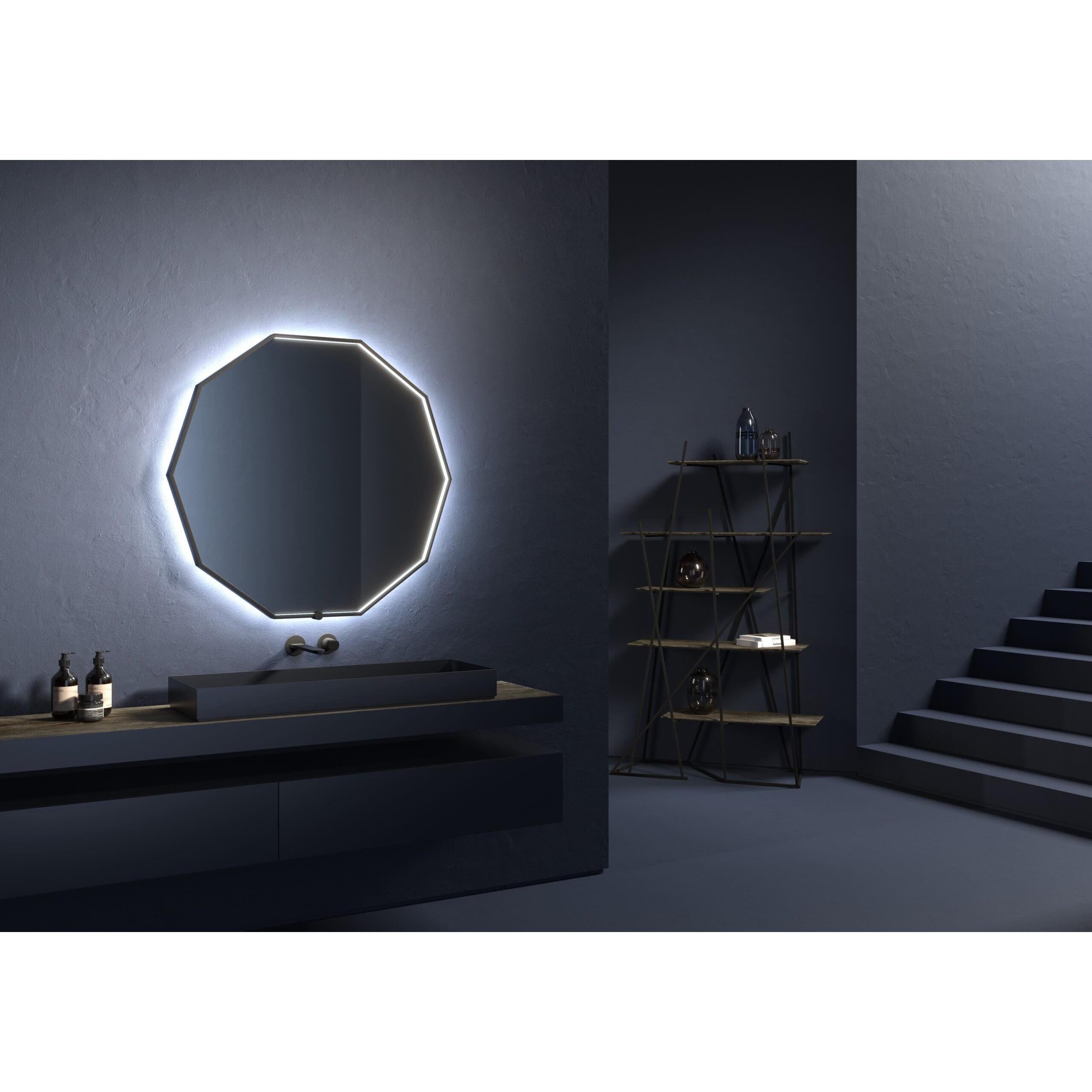 Oxygen Deca 3-1004-15 Lighted LED Mirror 48 Inch Modern - Black Frame