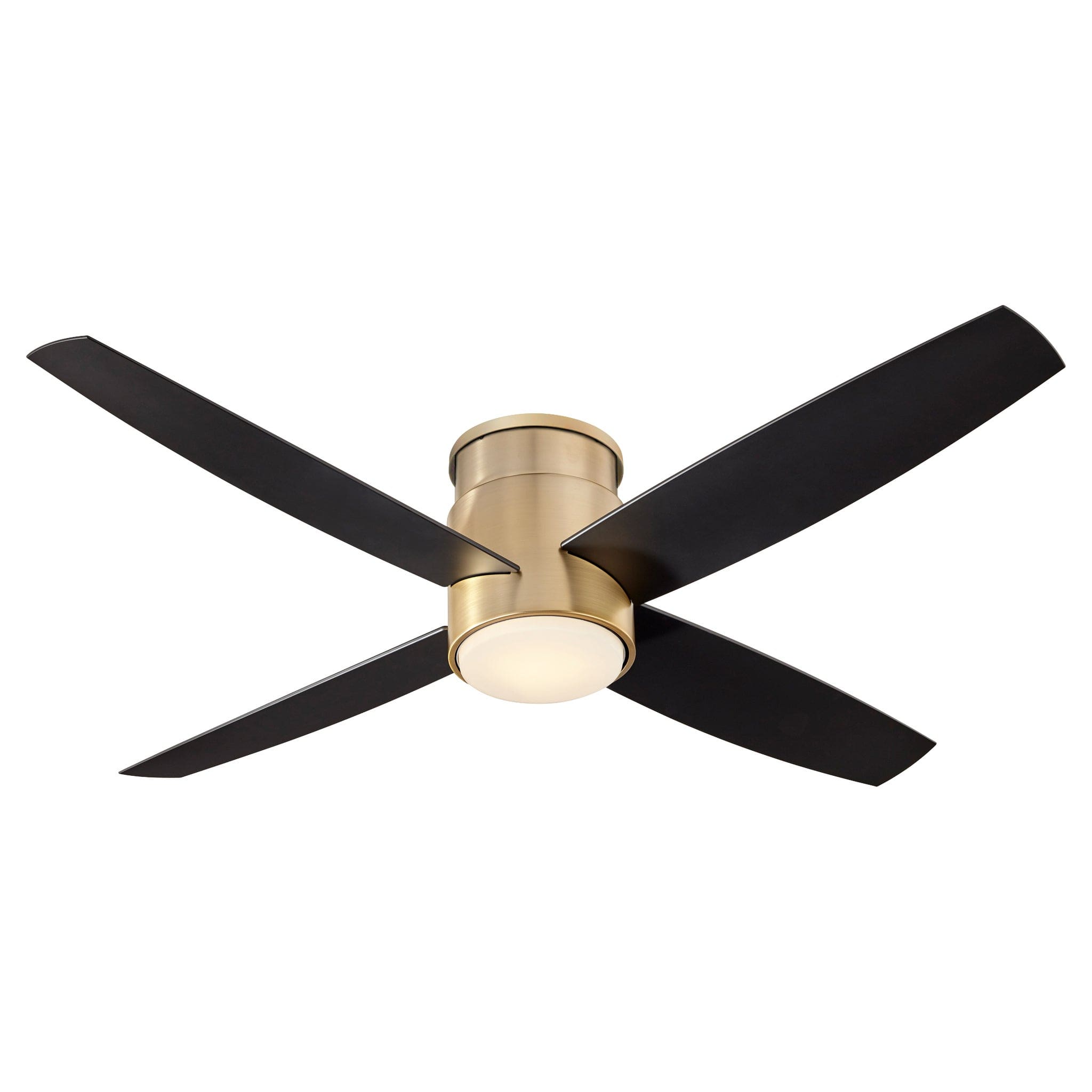 Oxygen 3-102-40 OSLO HUGGER 52 Inch Low Profile Ceiling Fan with Wall Control, Optional LED Light, Optional Remote - Aged Brass, Black
