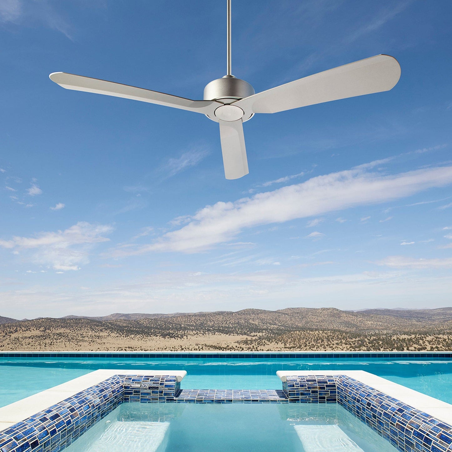 Oxygen Solis 3-107-24 Outdoor Wet Rated Ceiling Fan 56 Inch No Light with Wall Control - Satin Nickel