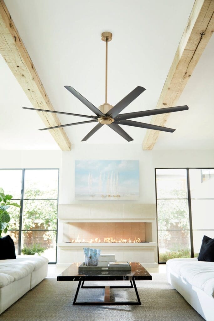 Oxygen FLEET 3-108-40 Ceiling Fan with Remote 72 Inch Eight Blade Fan - Aged Brass, Matte Black