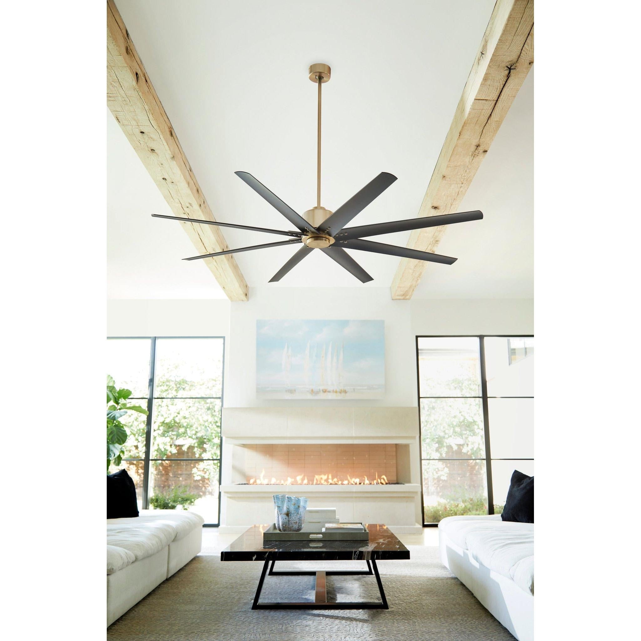 Oxygen FLEET 3-108-40 Ceiling Fan with Remote 72 Inch Eight Blade Fan - Aged Brass, Matte Black