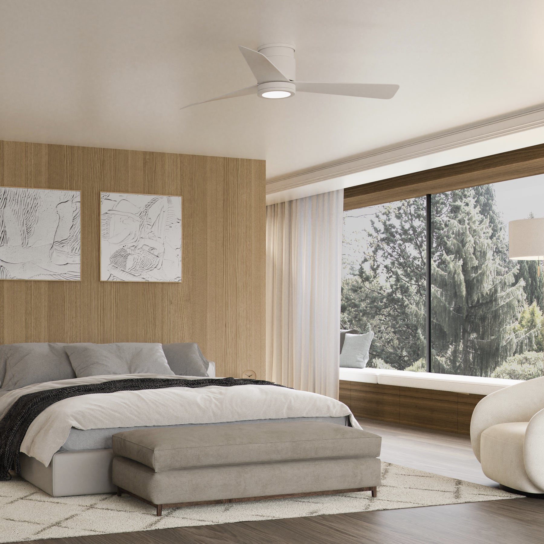 Oxygen Lighting ADORA 3-111-6 Hugger Ceiling Fan, 52 inch, Wet Rated - White