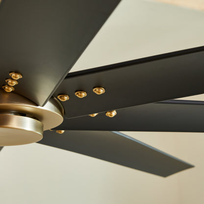 Oxygen FLEET 3-108-40 Ceiling Fan with Remote 72 Inch Eight Blade Fan - Aged Brass, Matte Black