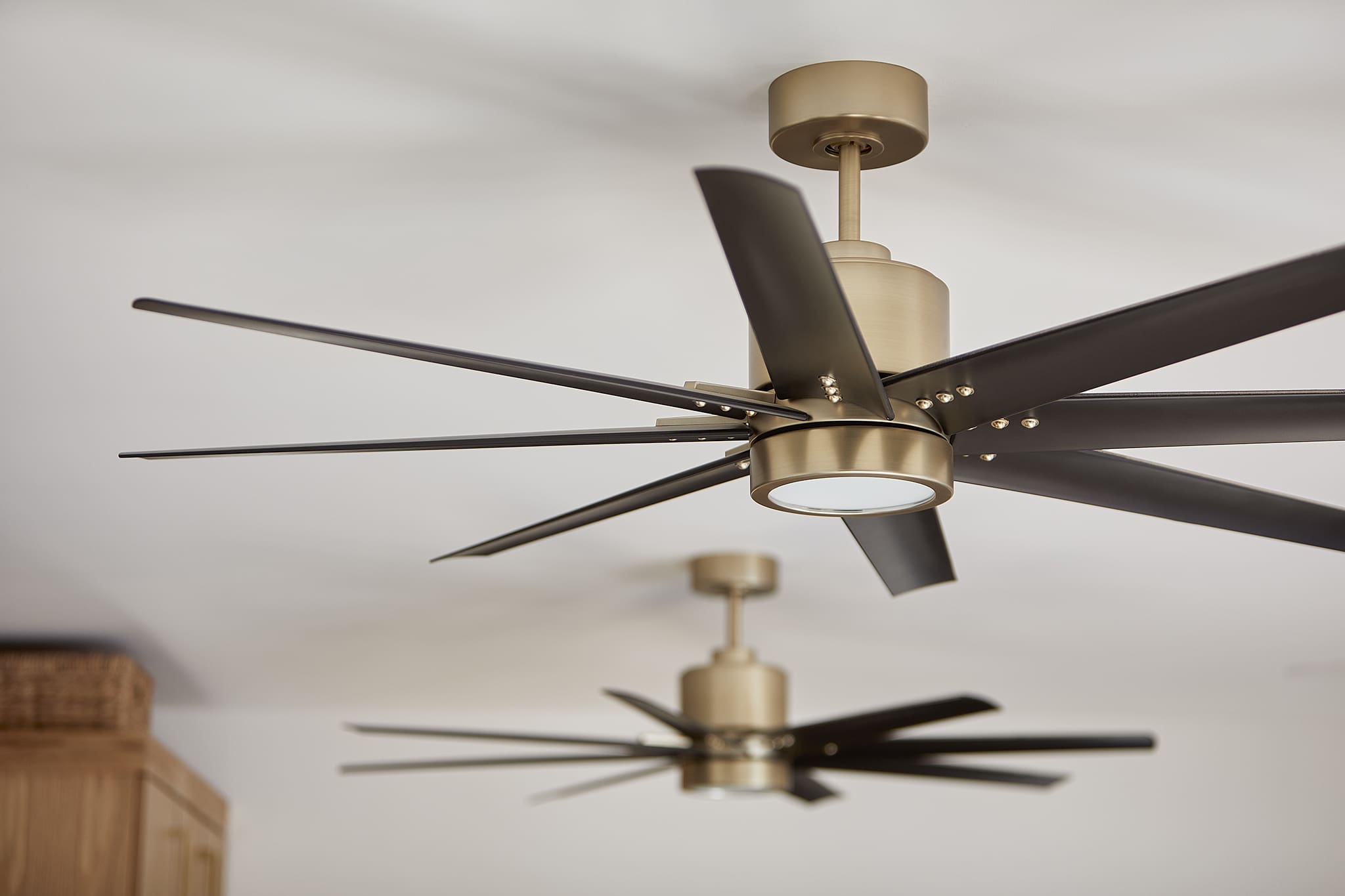 Oxygen FLEET 3-112-40 Ceiling Fan with Remote 56 Inch Eight Blade Fan - Aged Brass, Black