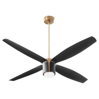 Oxygen Samaran 3-116-4015 Smart Ceiling Fan 60 Inch No Light with Wall Control - Aged Brass W/ Black Blades