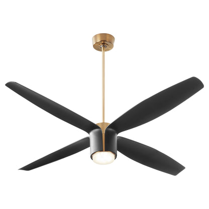 Oxygen Samaran 3-116-4015 Smart Ceiling Fan 60 Inch No Light with Wall Control - Aged Brass W/ Black Blades