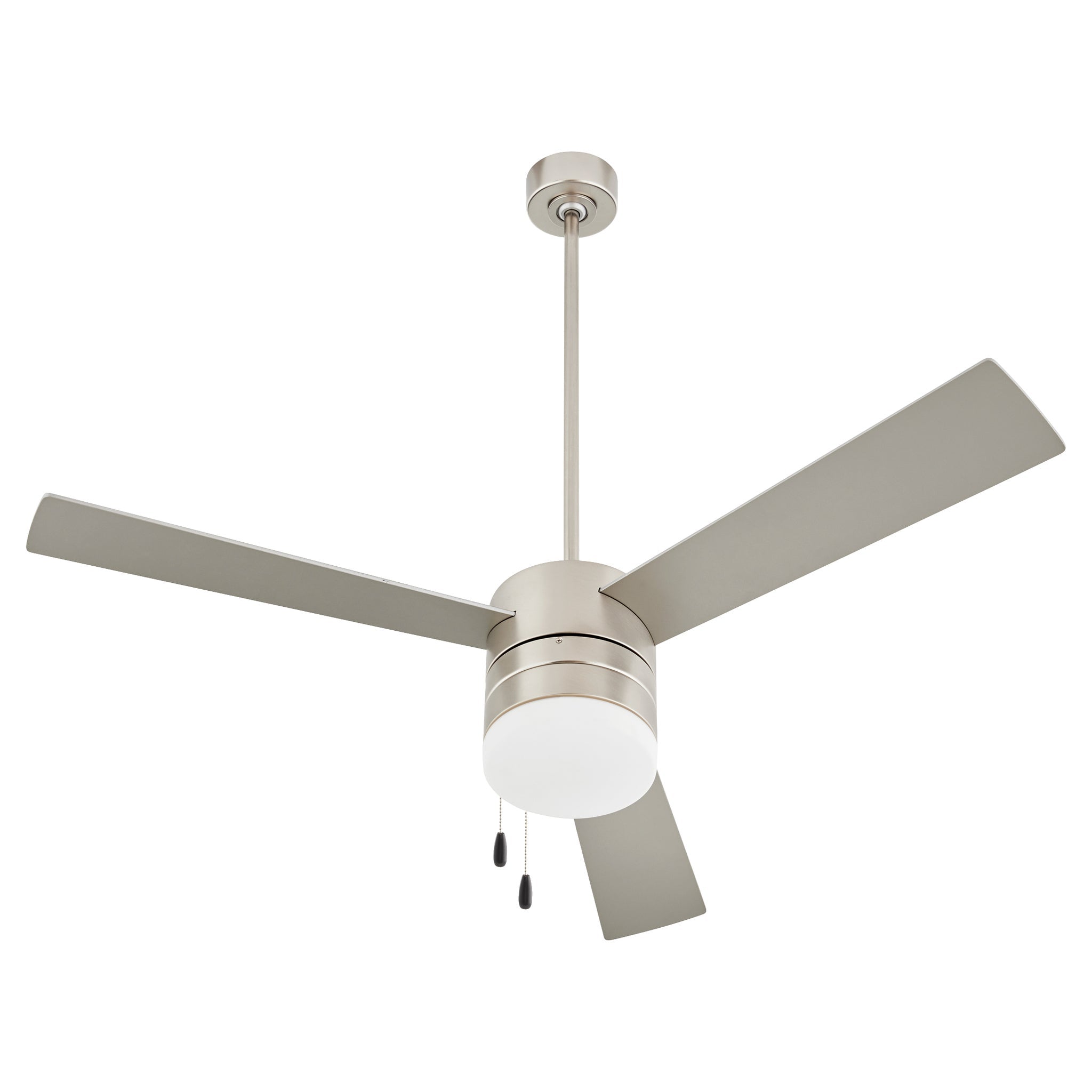 Oxygen ALLEGRO 3-119-24 52 Inch Pull Chain Ceiling Fan - 3 Speed Reversible - LED Light Optional - Satin Nickel w/ Silver/Walnut blades