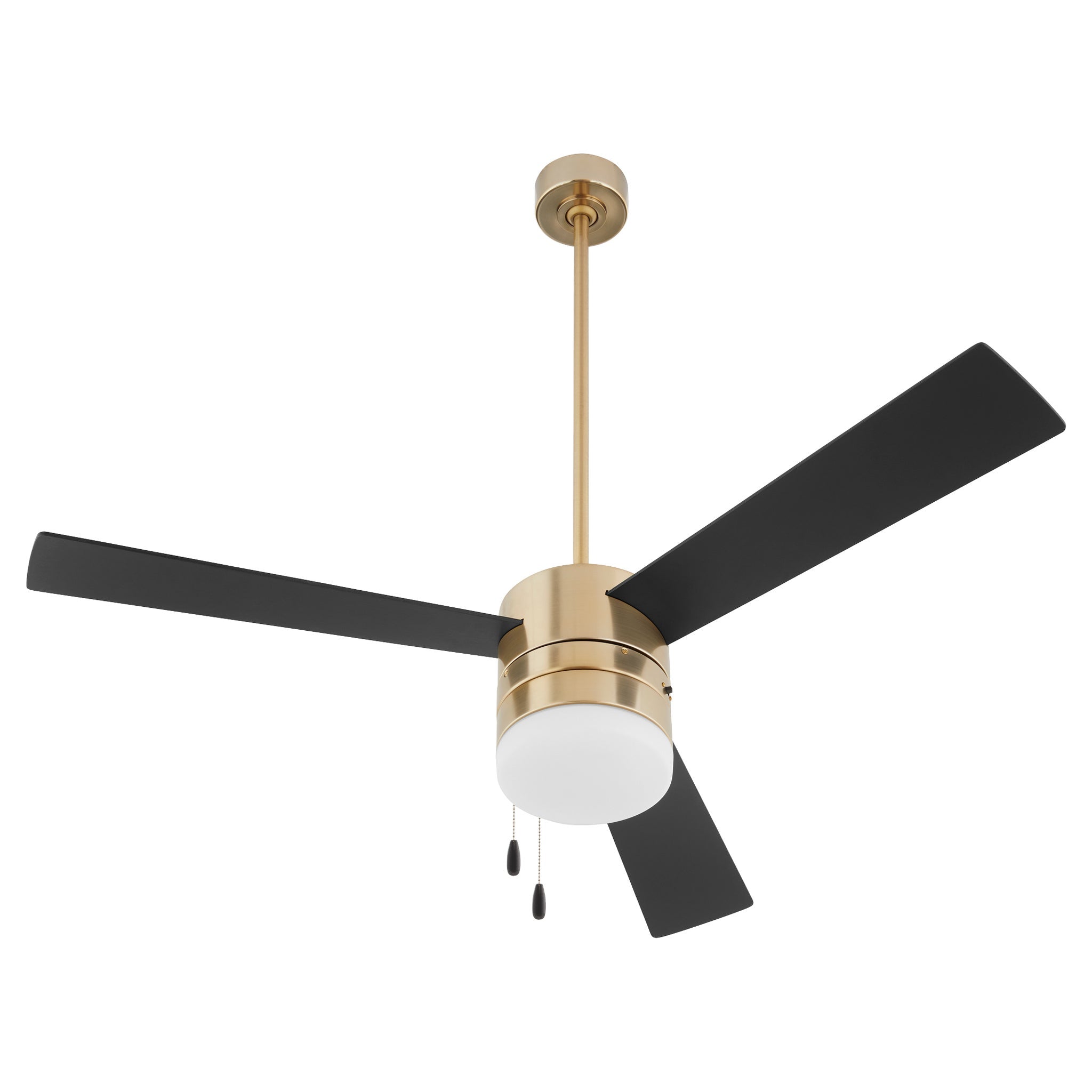 Oxygen ALLEGRO 3-119-40 52 Inch Pull Chain Ceiling Fan - 3 Speed Reversible - LED Light Optional - Aged Brass with duo-toned blades of Black/Walnut