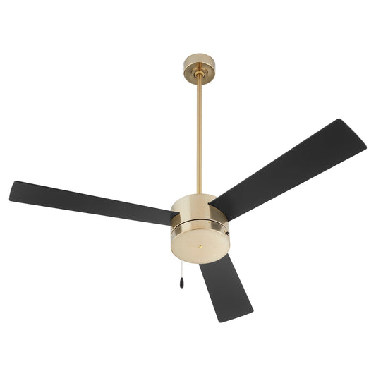 Oxygen ALLEGRO 3-119-40 52 Inch Pull Chain Ceiling Fan - 3 Speed Reversible - LED Light Optional - Aged Brass with duo-toned blades of Black/Walnut