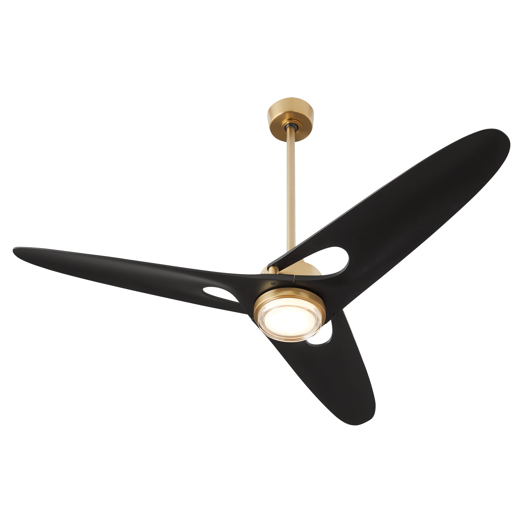 Oxygen APOGEE 3-132-40 Ceiling Fan, 3 Blades, LED Light Kit + Wall Control included – Aged Brass, Black fan blades