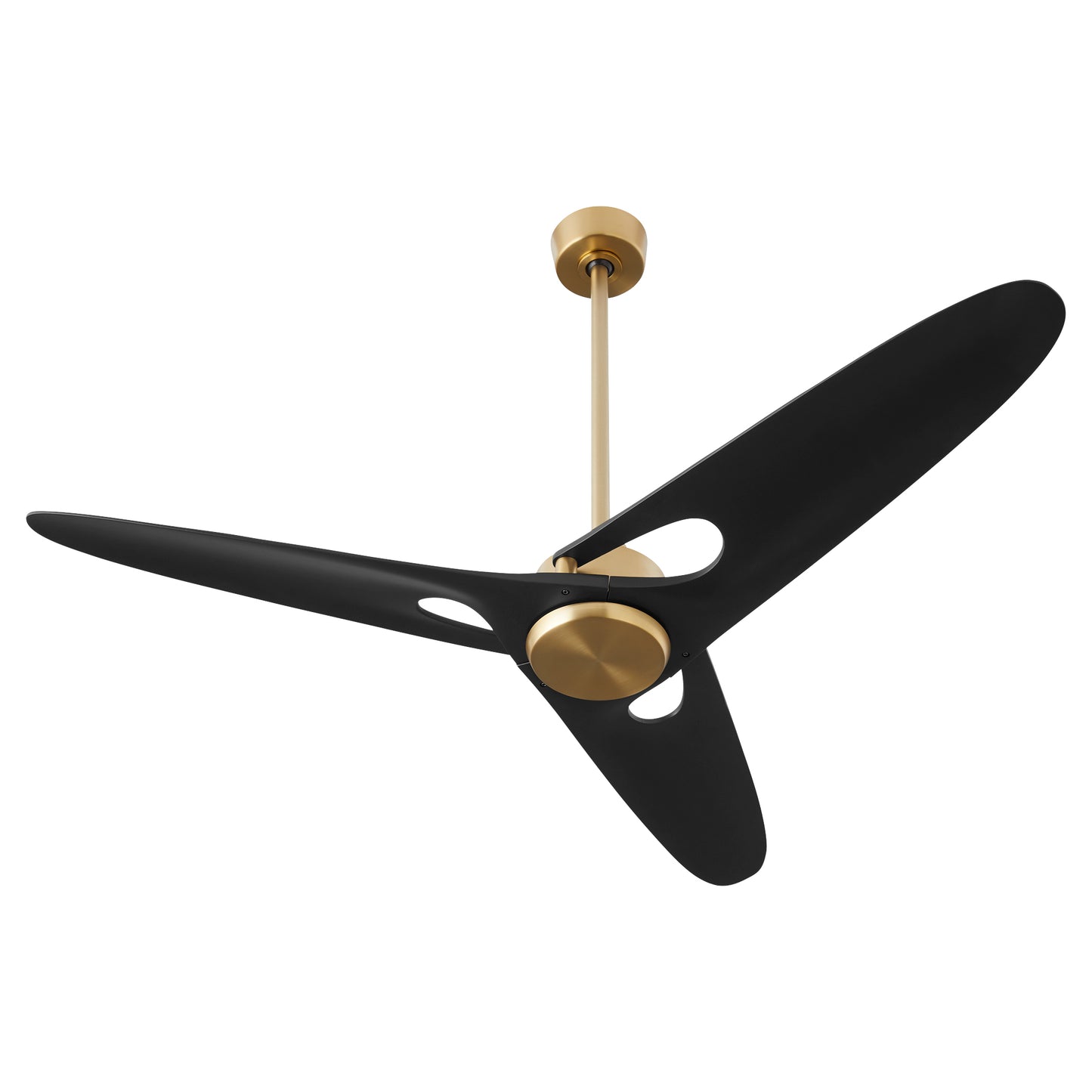 Oxygen APGOEE 3-132-40 Ceiling Fan, 3 Blades, LED Light Kit + Wall Control included – Aged Brass, Black fan blades