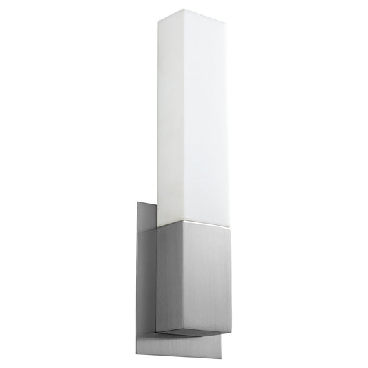 Oxygen Lighting 3-519-40 Sconce, UL Damp Rated, Satin Nickel - Matte White Acrylic Diffuser