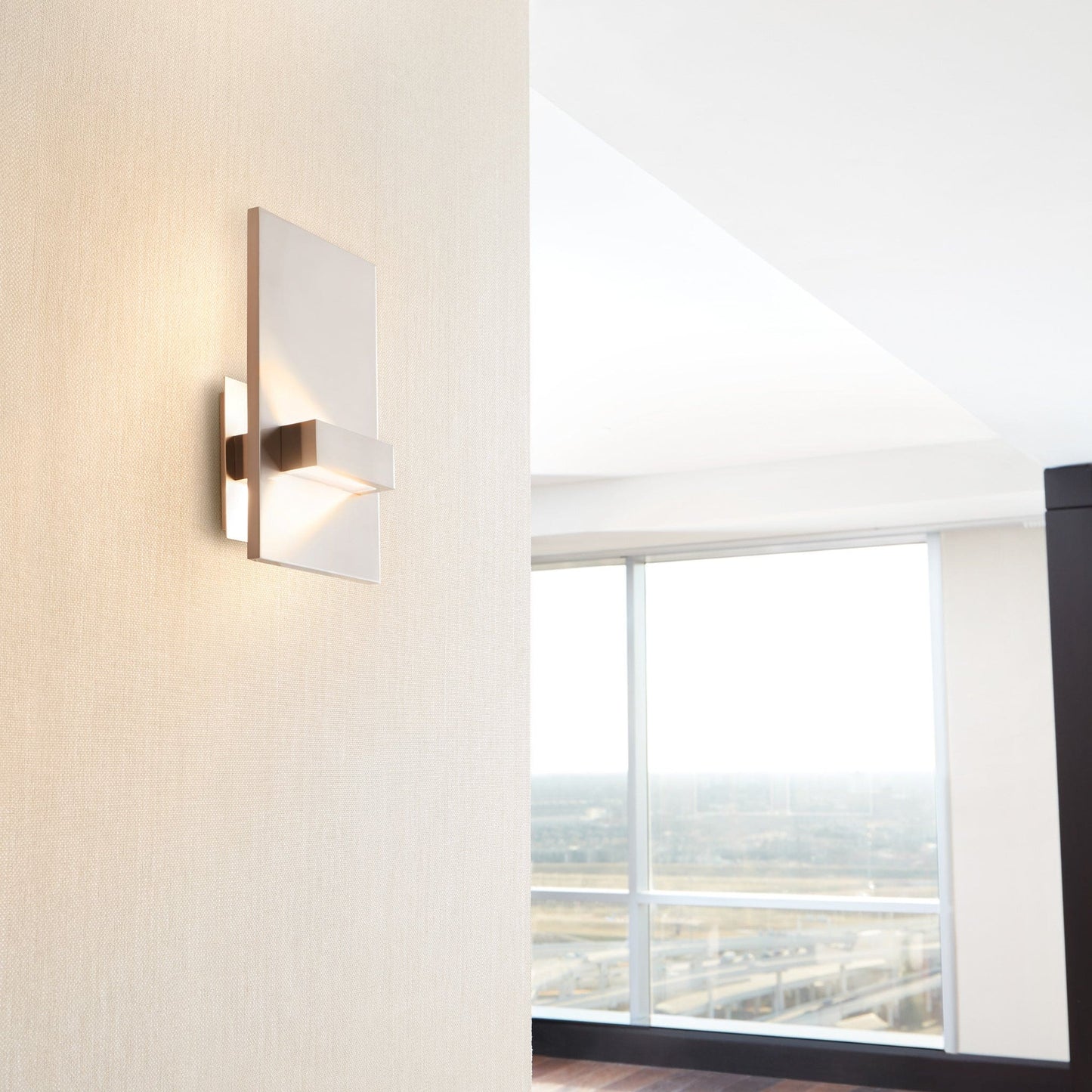 Oxygen Lighting 3-527-35 Sconce, UL Damp Rated, Satin Nickel - Matte White Acrylic Diffuser