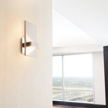 Oxygen Lighting 3-527-35 Sconce, UL Damp Rated, Satin Nickel - Matte White Acrylic Diffuser