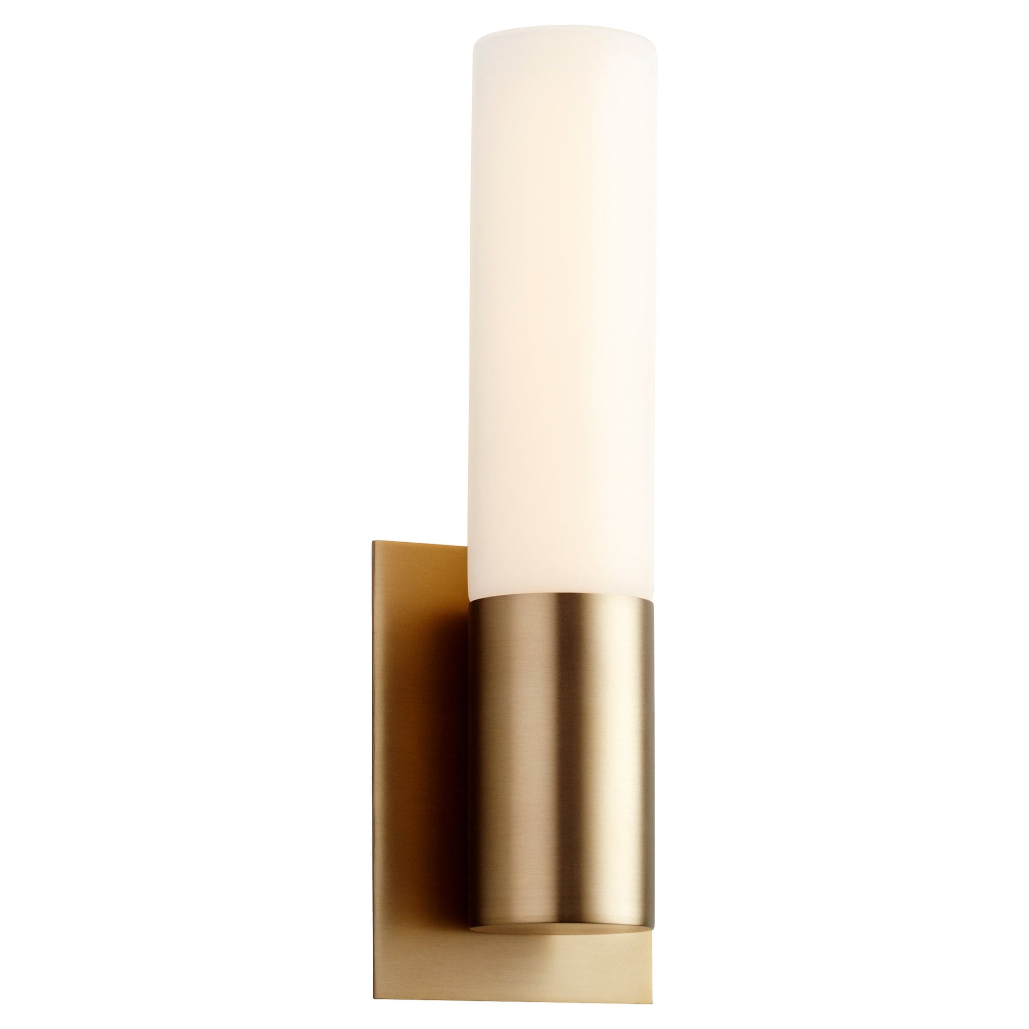 Oxygen Lighting 3-528-35 Sconce, UL Damp Rated, Aged Brass - Matte White Acrylic Diffuser