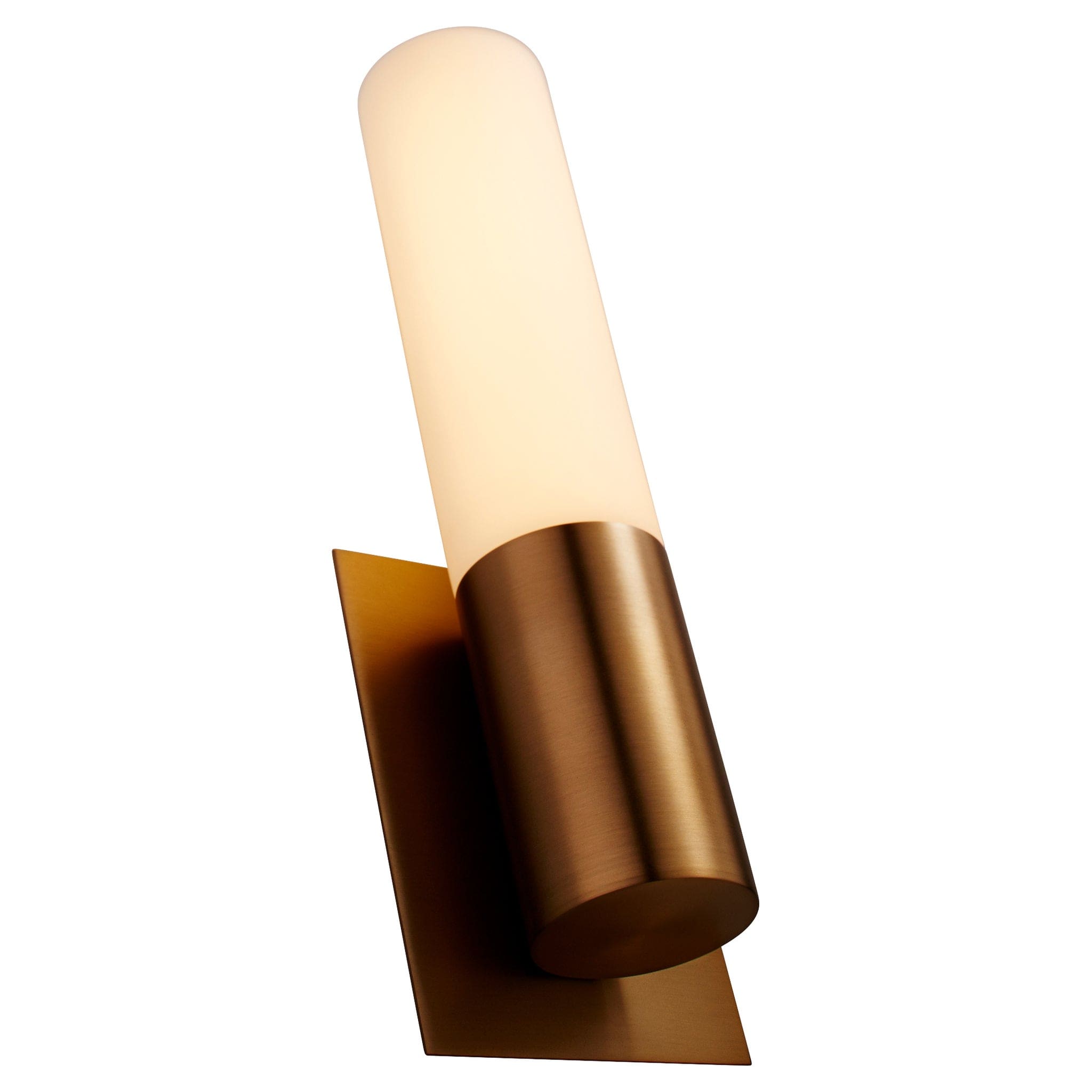 Oxygen Lighting 3-528-35 Sconce, UL Damp Rated, Aged Brass - Matte White Acrylic Diffuser