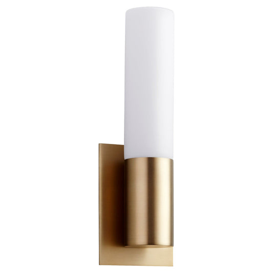 Oxygen Lighting 3-528-35 Sconce, UL Damp Rated, Aged Brass - Matte White Acrylic
