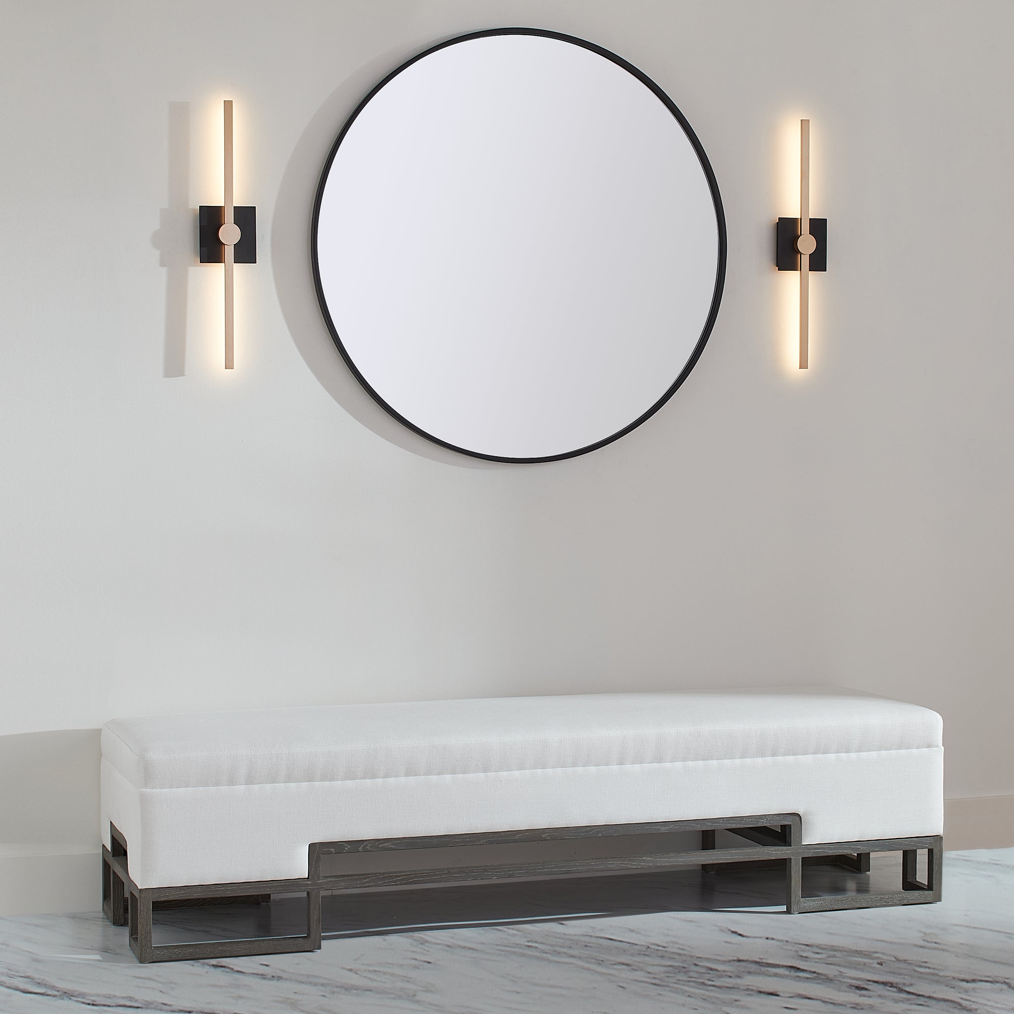 Oxygen Zora 3-53-650 Vanity LED Sconce Light 24 Inch with Matte White Acrylic Lens 3000K Modern - White, Industrial Brass