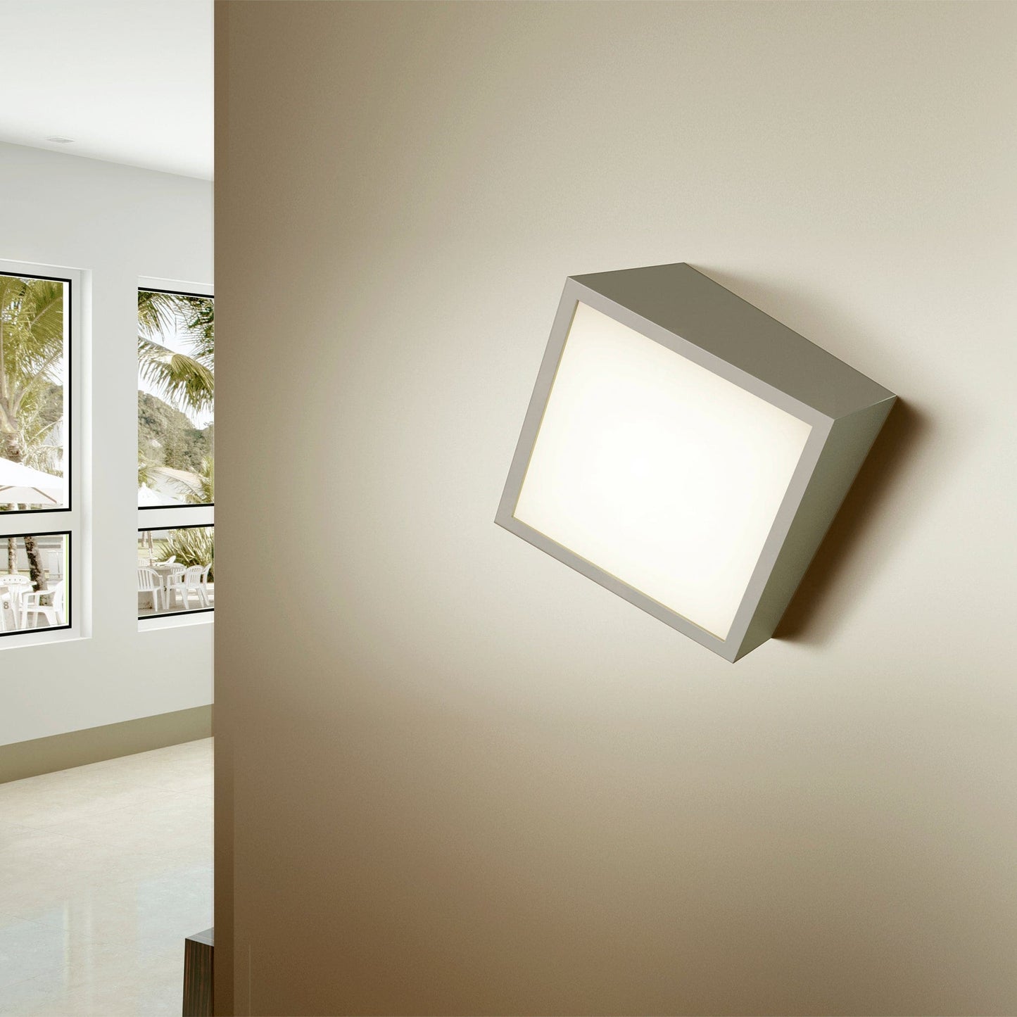 Oxygen Lighting 3-530-27 Sconce, UL Damp Rated, Satin Nickel - Matte White Acrylic Diffuser