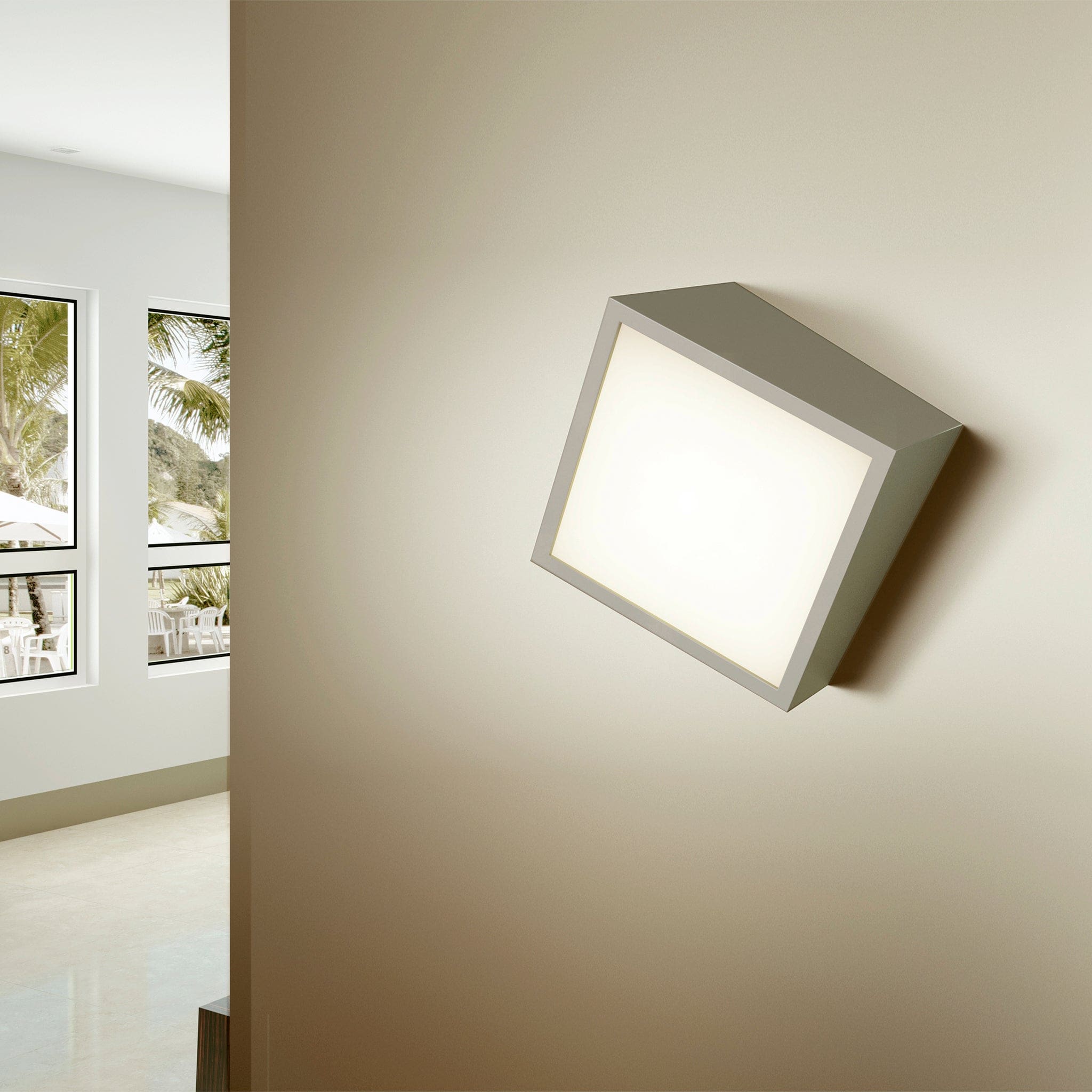 Oxygen Lighting 3-530-27 Sconce, UL Damp Rated, Satin Nickel - Matte White Acrylic Diffuser