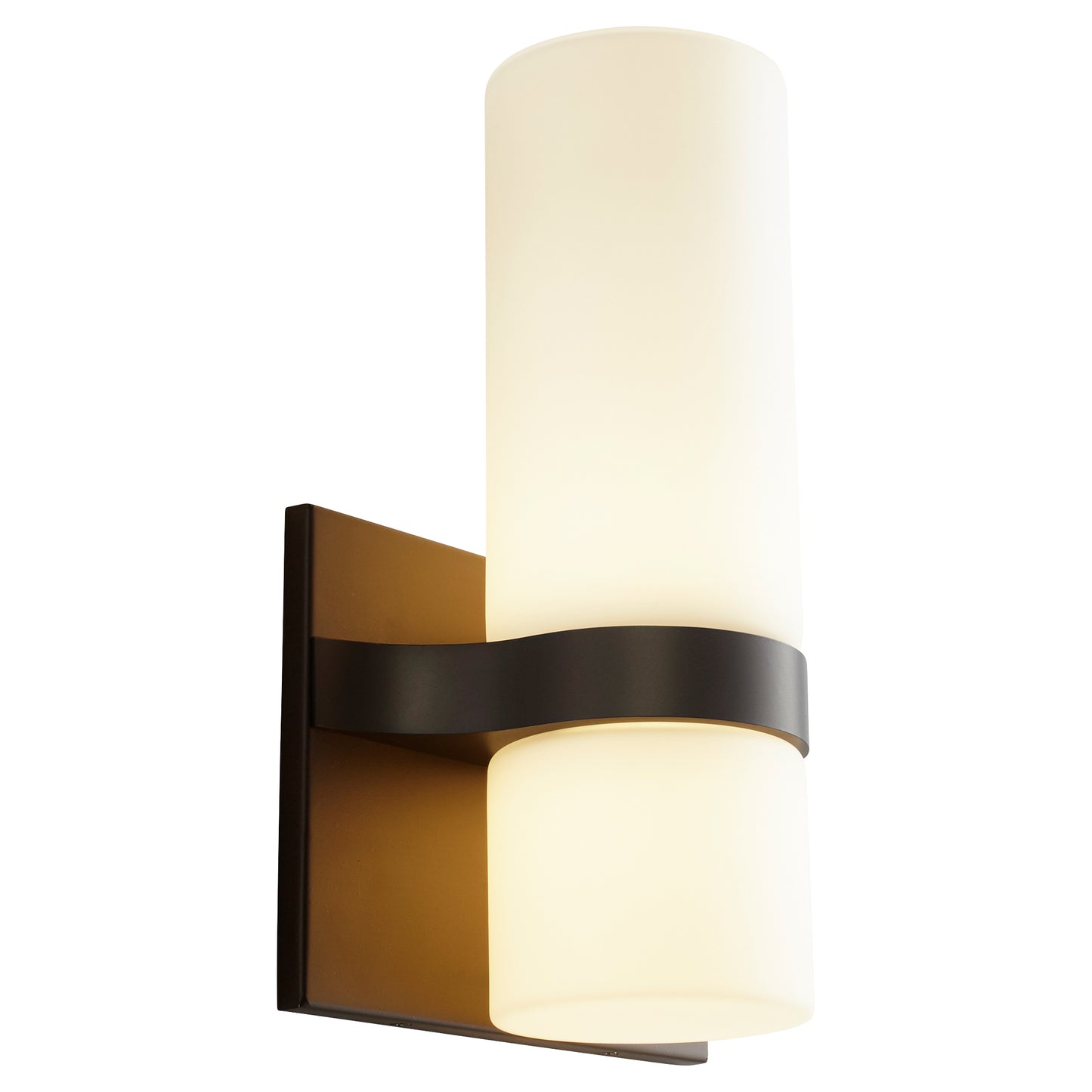 Oxygen OLIO 3-539-22 Large LED Wall Sconce Light Fixture - Oiled Bronze, White Opal Glass