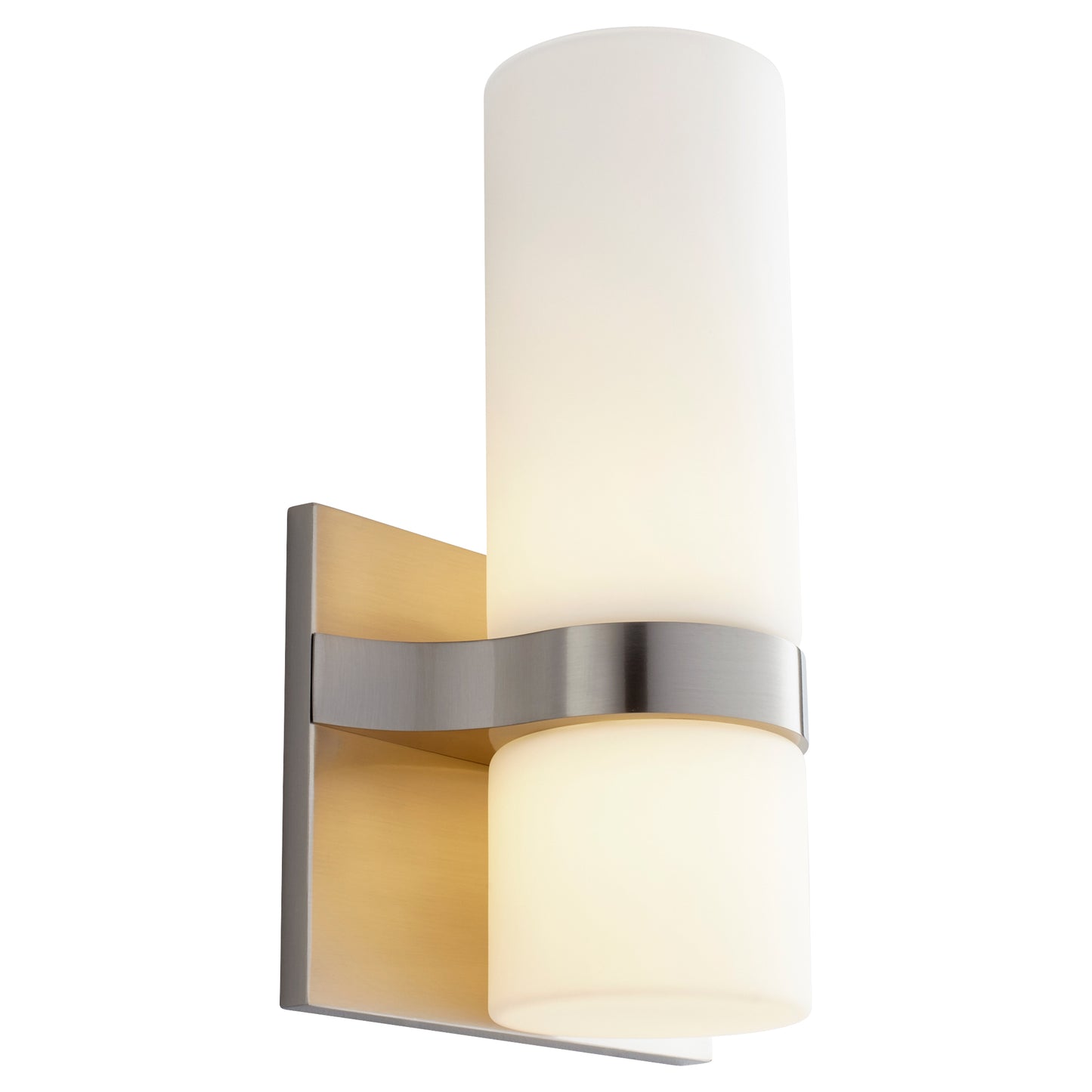 Oxygen OLIO 3-539-24 Large LED Wall Sconce Light Fixture 3000K - Satin Nickel, White Opal Glass