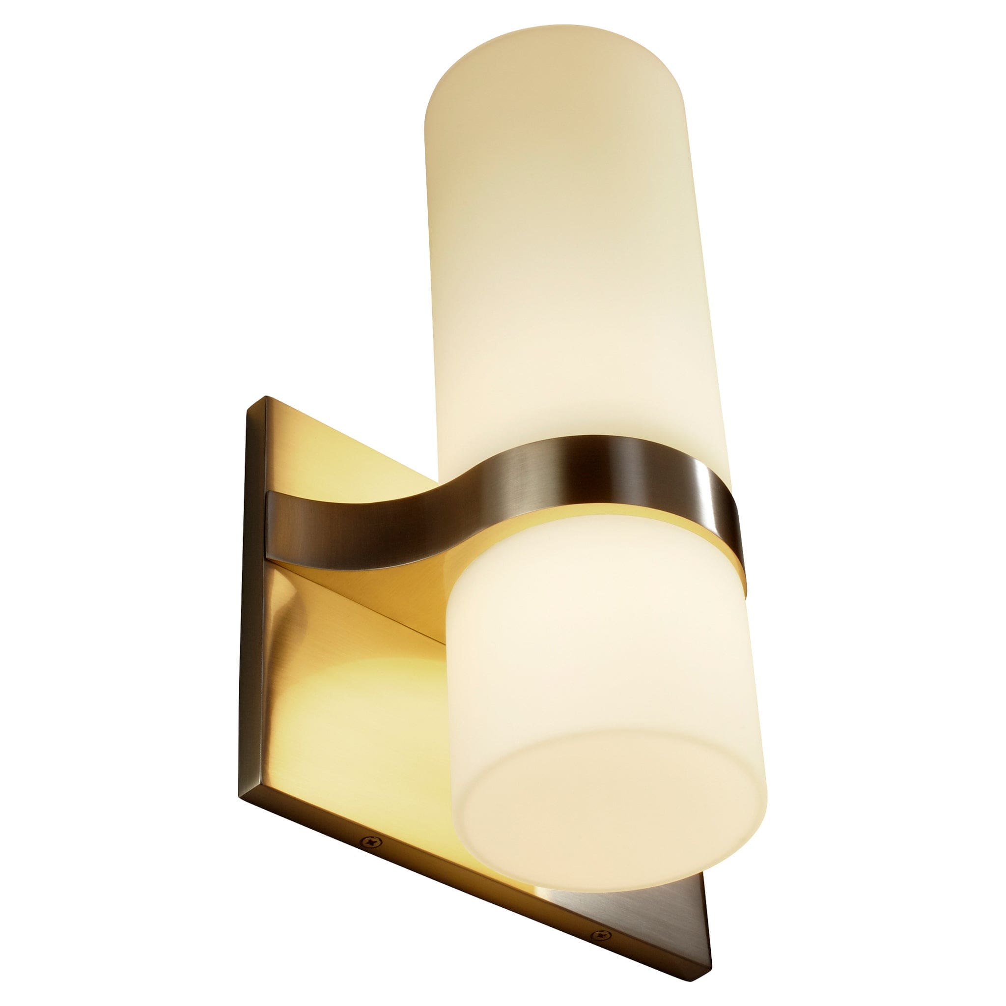 Oxygen Lighting 3-539-40 Sconce, UL Damp Rated, Satin Nickel - White Opal Glass Diffuser
