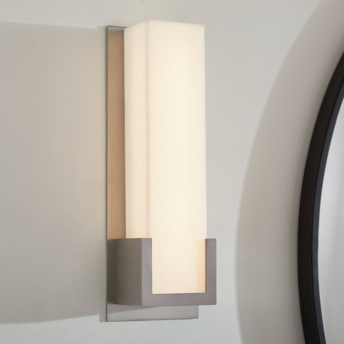Oxygen Lighting 3-540-40 Sconce, UL Damp Rated, Satin Nickel