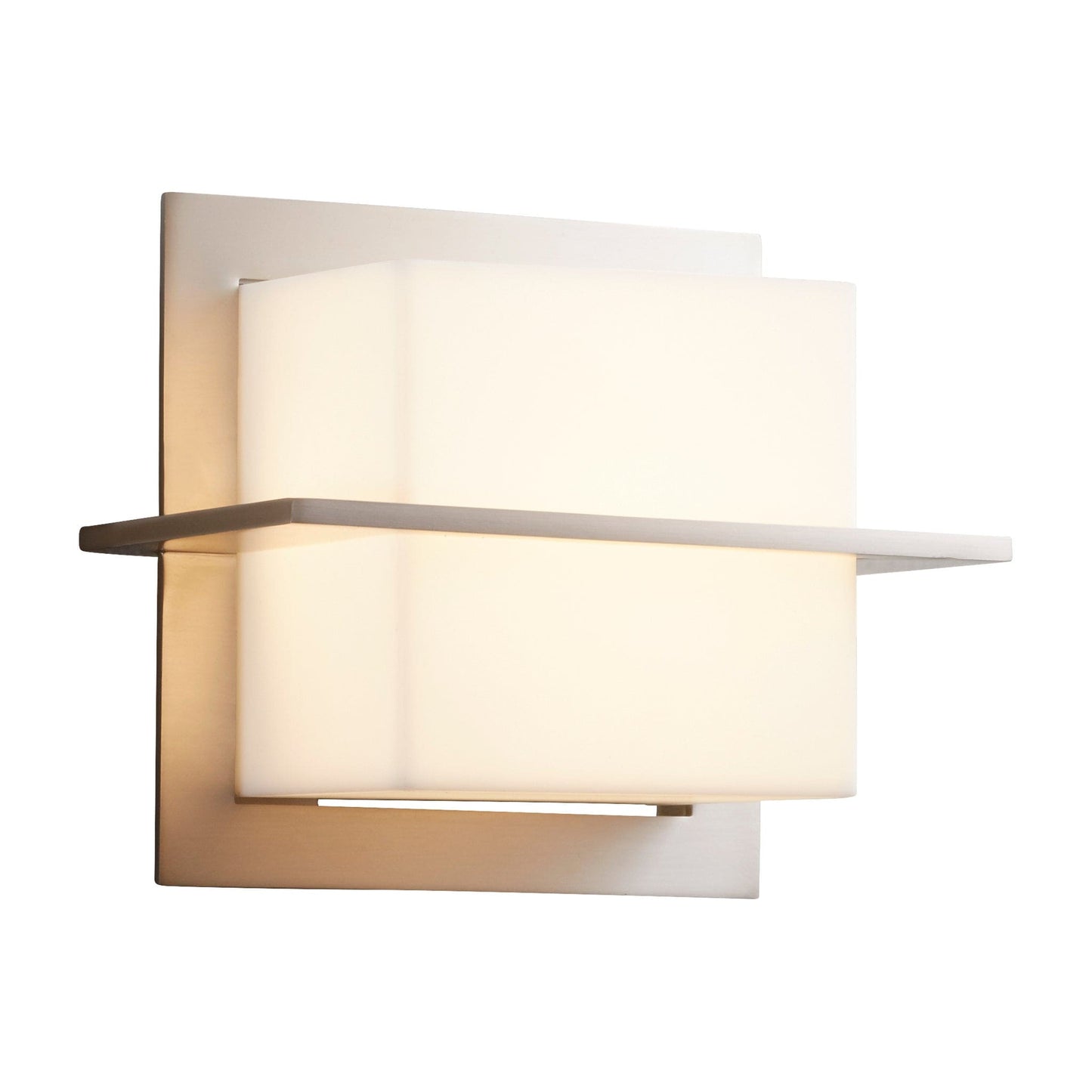 Oxygen Lighting 3-541-27 Sconce, UL Damp Rated, Satin Nickel - Matte White Acrylic Diffuser