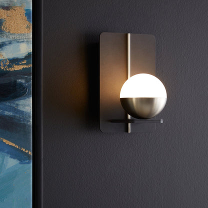 Oxygen Iota 3-554-1540 Wall Sconce 1 Globe Light with Acrylic Lens 3000K Modern  - Black and Aged Brass