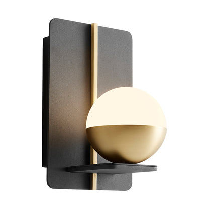 Oxygen Iota 3-554-1540 Wall Sconce 1 Globe Light with Acrylic Lens 3000K Modern  - Black and Aged Brass