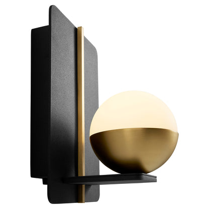 Oxygen Iota 3-554-1540 Wall Sconce 1 Globe Light with Acrylic Lens 3000K Modern  - Black and Aged Brass