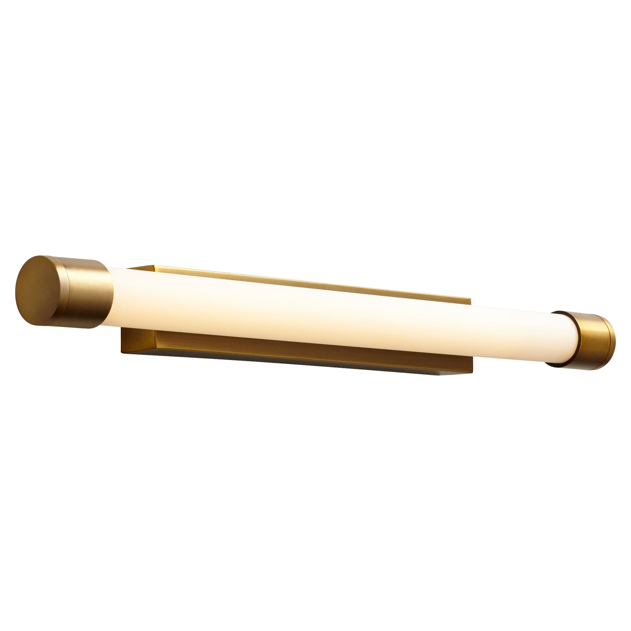 Oxygen Lighting 3-557-27 Vanity Light Fixture, UL Damp Rated, Aged Brass - Matte White Acrylic Diffuser