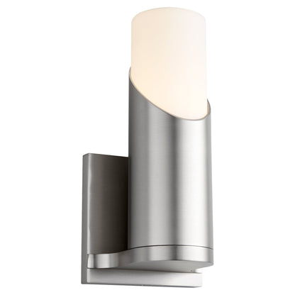 Oxygen Lighting 3-567-35 Vanity Sconce, UL Damp Rated, Satin Nickel - Matte White Acrylic