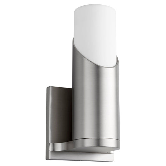 Oxygen Lighting 3-567-35 Vanity Sconce, UL Damp Rated, Satin Nickel - Matte White Acrylic