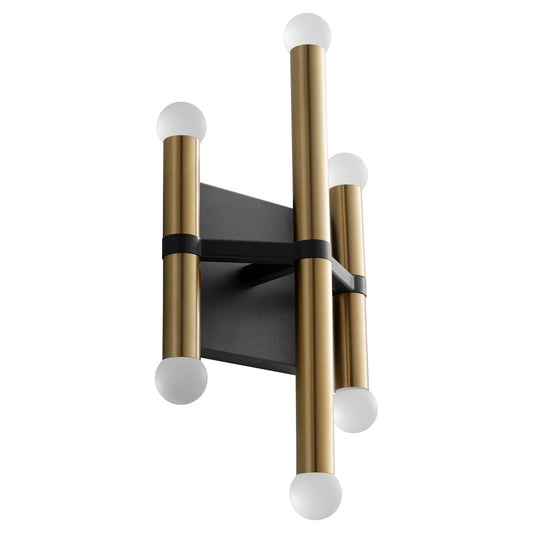 Oxygen Nero 3-584-1540 Sconces - Black W/ Aged Brass